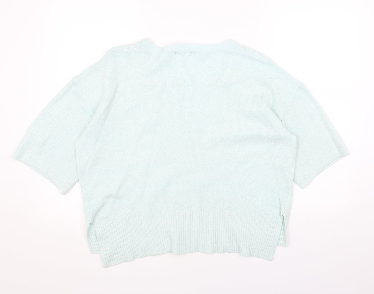 New Look Womens Green Scoop Neck Acrylic Pullover Jumper Size 14
