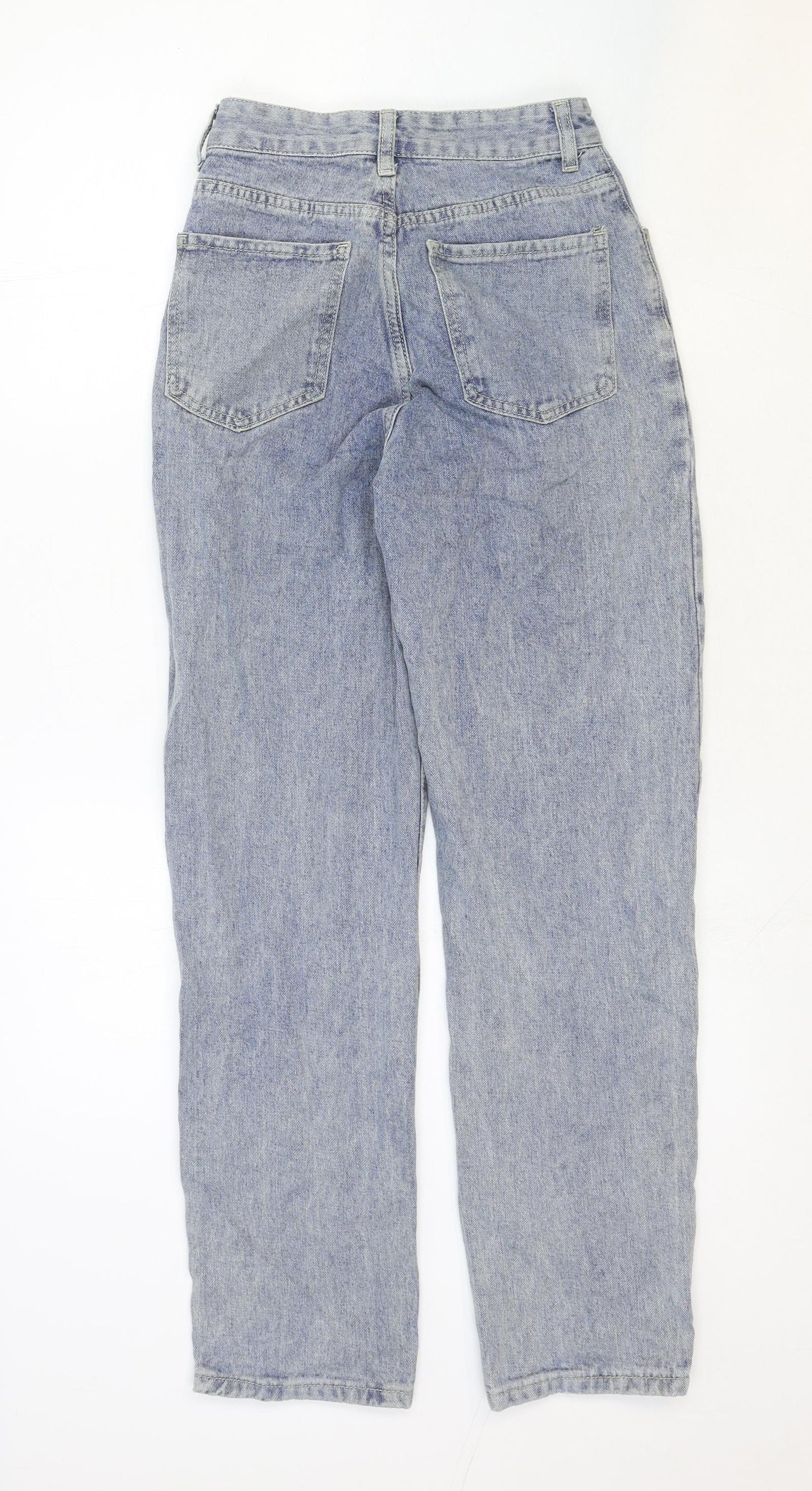 SheIn Womens Blue Cotton Straight Jeans Size 2XS Regular Zip