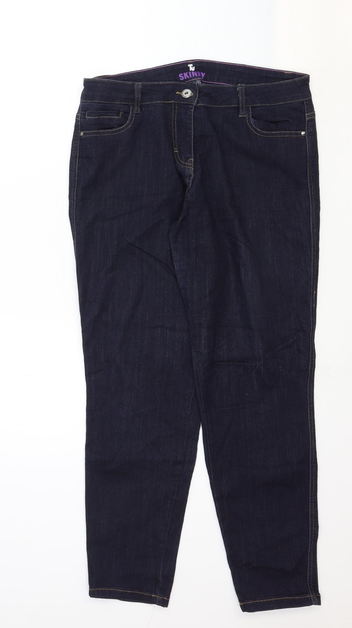 TU Womens Blue Cotton Straight Jeans Size 32 in Regular Zip