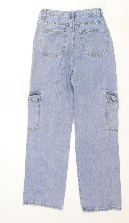 Preworn Womens Blue Cotton Straight Jeans Size 26 in Regular Zip