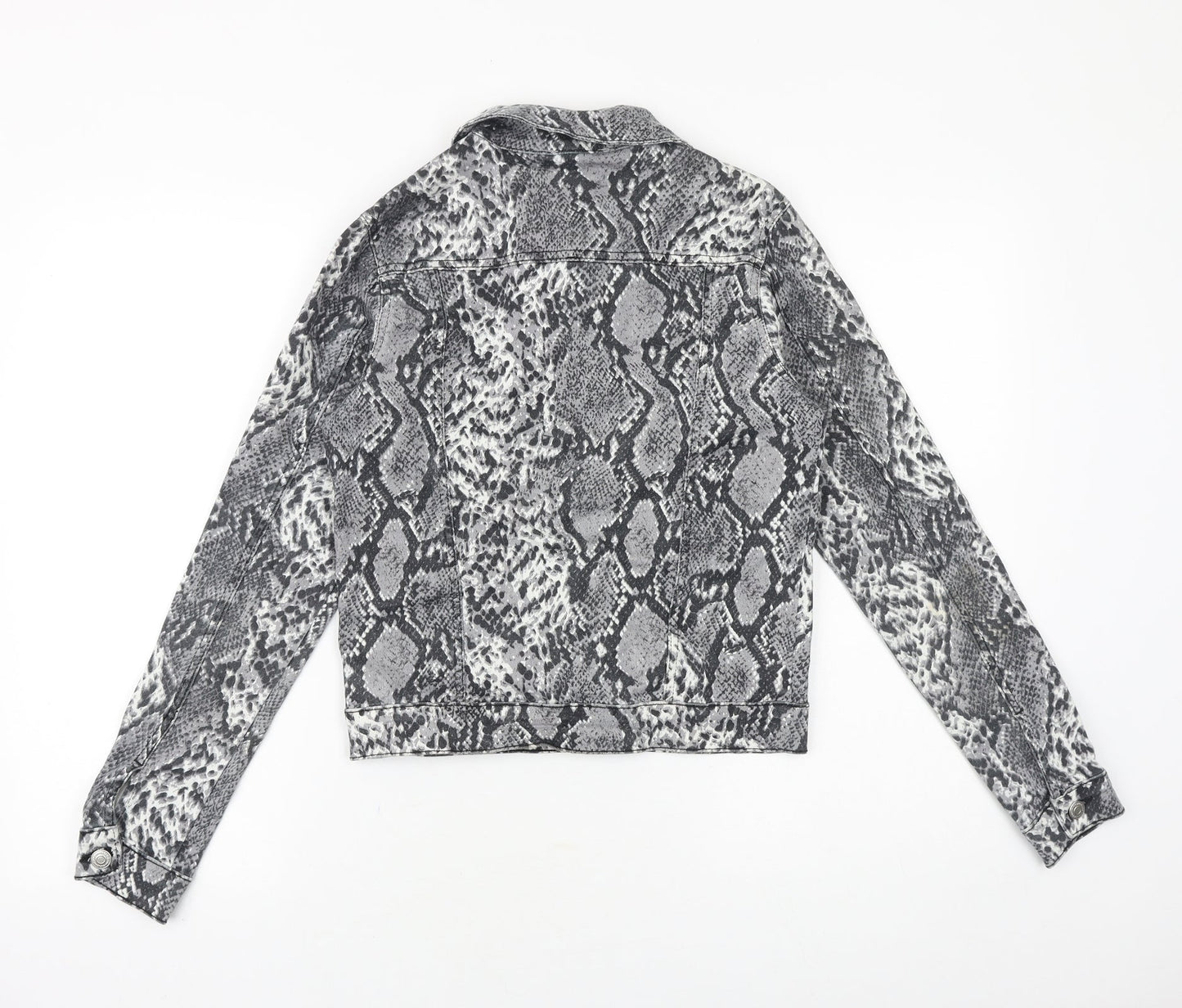 Parisian Womens Grey Animal Print Jacket Size 8 Button - Snake Pattern