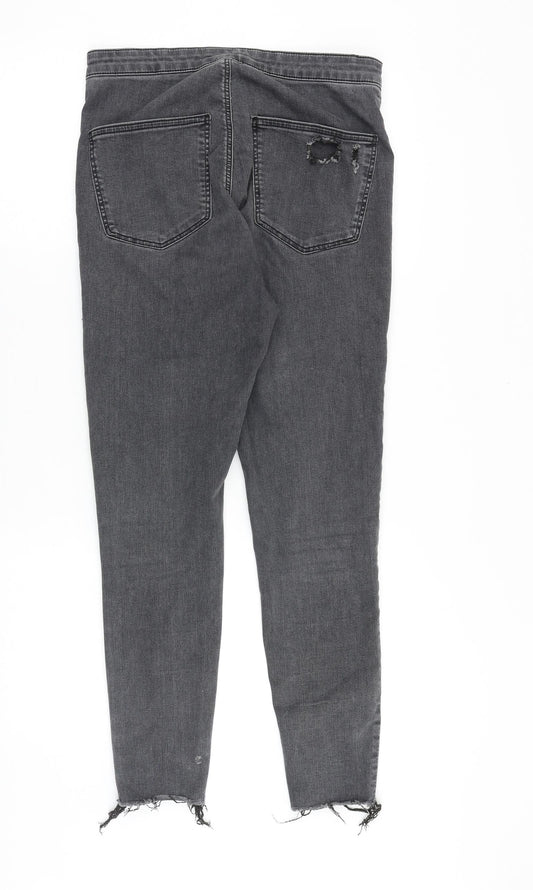 Topshop Womens Grey Cotton Skinny Jeans Size 32 in Slim Zip