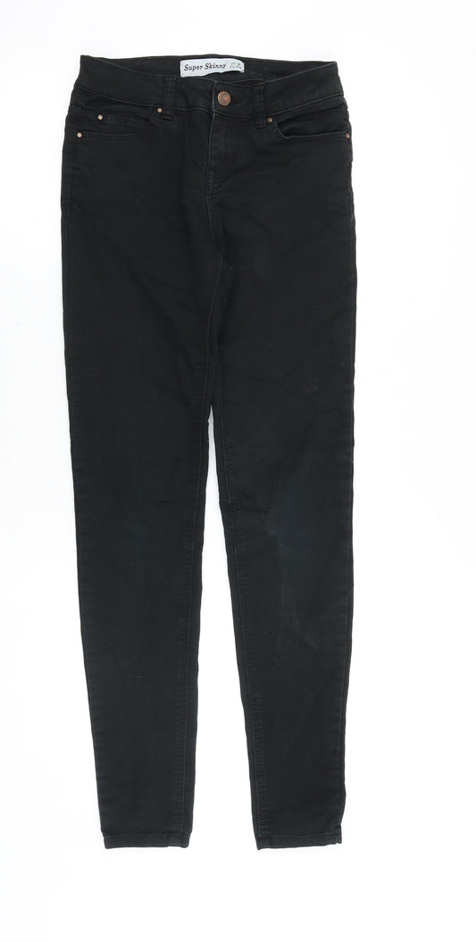 Denim & Co. Womens Black Cotton Skinny Jeans Size 6 Extra-Slim Zip