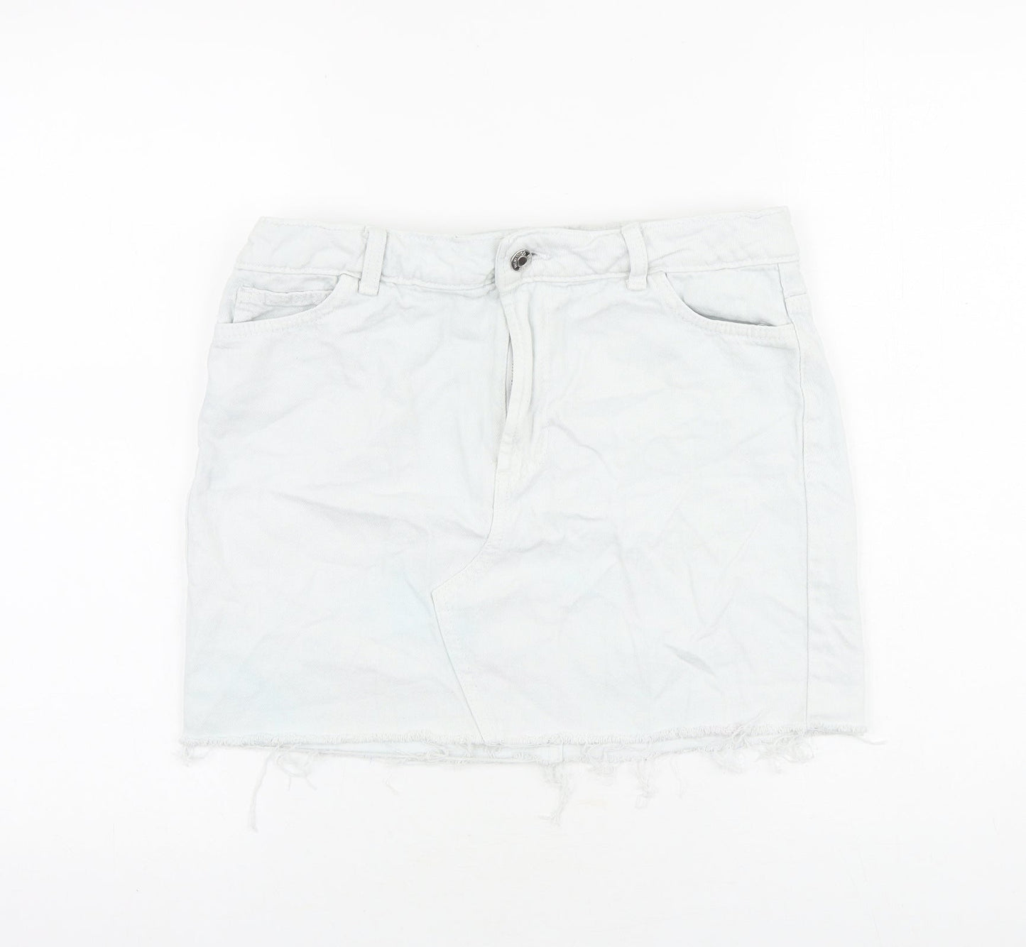 Denim & Co. Womens Blue Cotton Mini Skirt Size 8 Zip