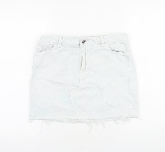 Denim & Co. Womens Blue Cotton Mini Skirt Size 8 Zip
