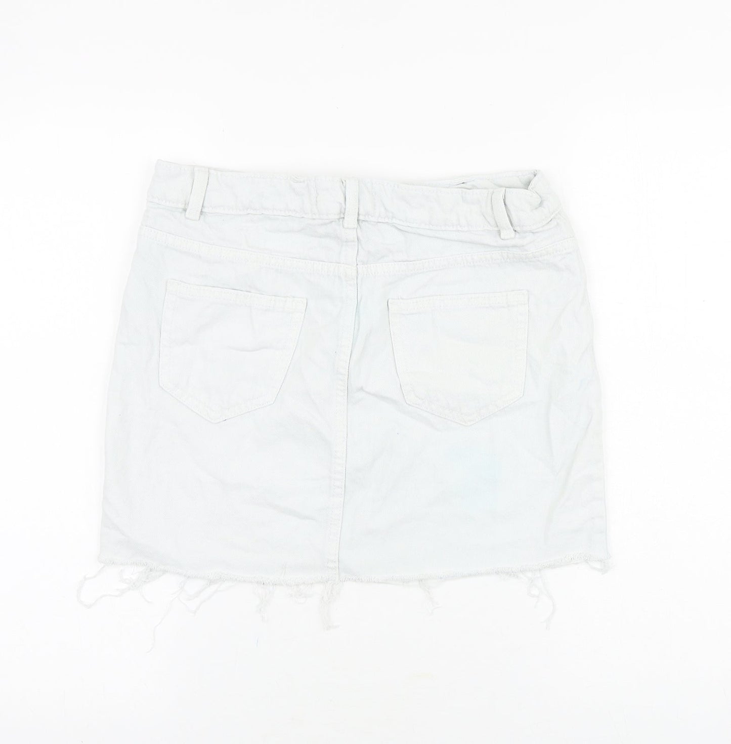 Denim & Co. Womens Blue Cotton Mini Skirt Size 8 Zip