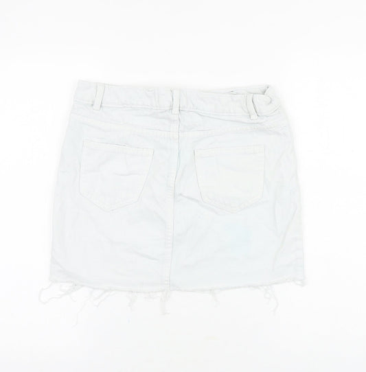 Denim & Co. Womens Blue Cotton Mini Skirt Size 8 Zip