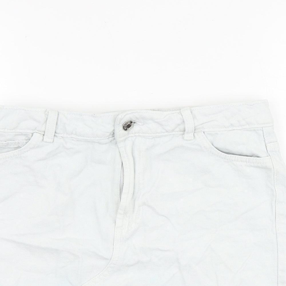 Denim & Co. Womens Blue Cotton Mini Skirt Size 8 Zip