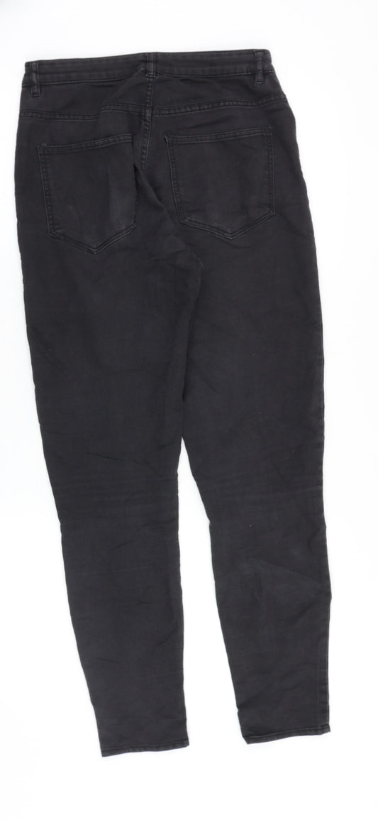 H&M Womens Black Cotton Skinny Jeans Size 8 Slim Zip