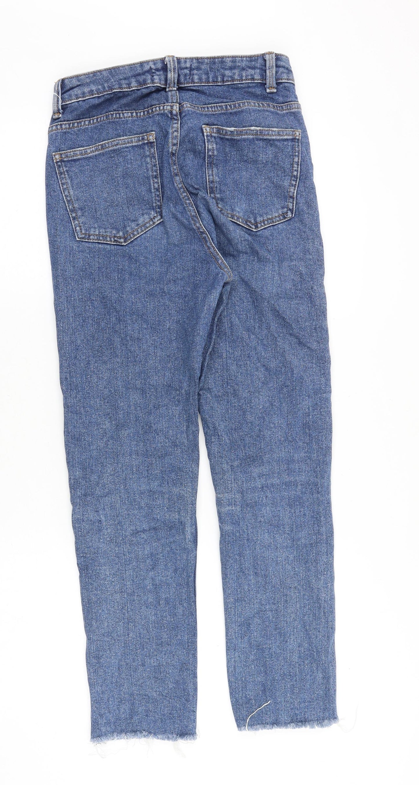 Denim & Co. Womens Blue Cotton Straight Jeans Size 6 Regular Zip