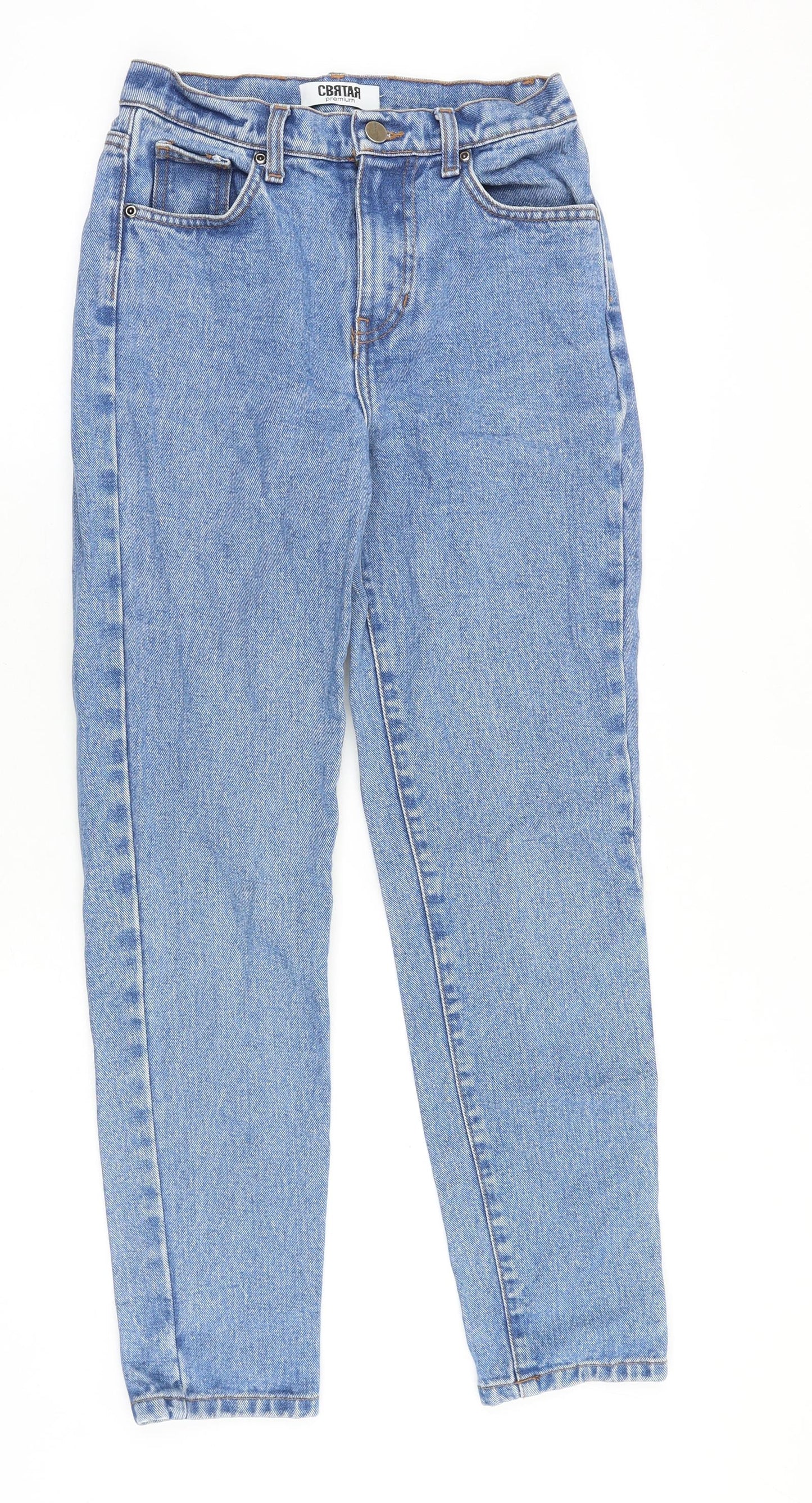 Preworn Womens Blue Cotton Straight Jeans Size 26 in Regular Zip