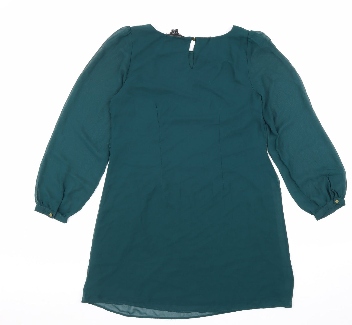 Atmosphere Womens Green Polyester Shift Size 10 Boat Neck Button