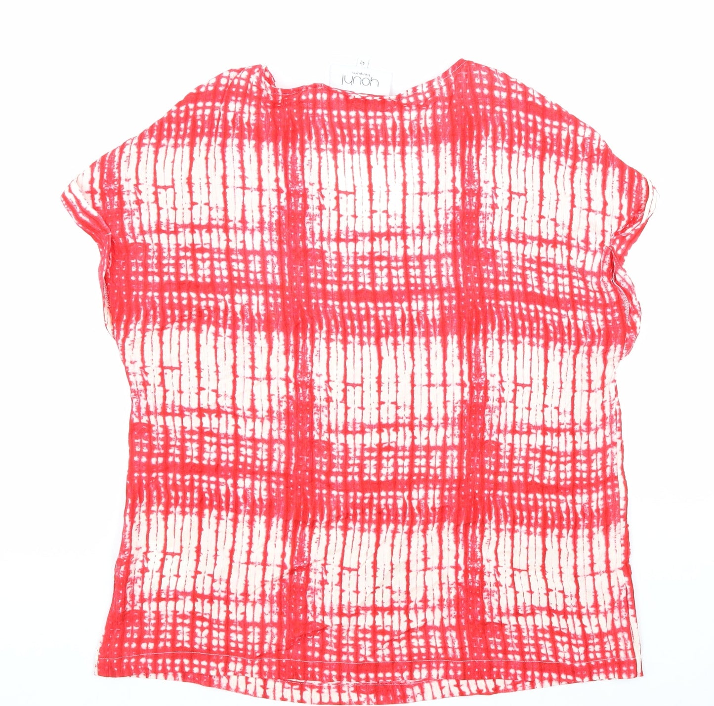 YOUH! Womens Red Geometric Viscose Basic Blouse Size 12 V-Neck
