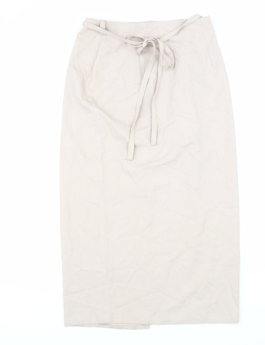 Preworn Womens Beige Polyester Wrap Skirt Size 12 Tie
