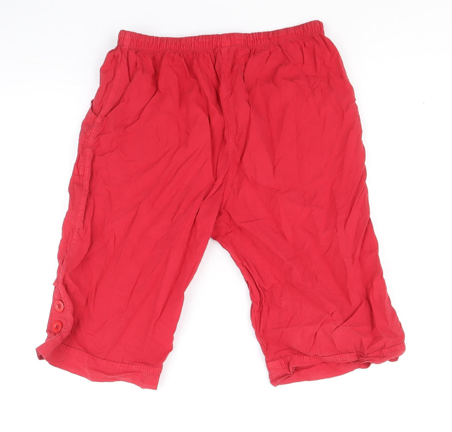 Mundo# Womens Red Cotton Bermuda Shorts Size L Regular Drawstring