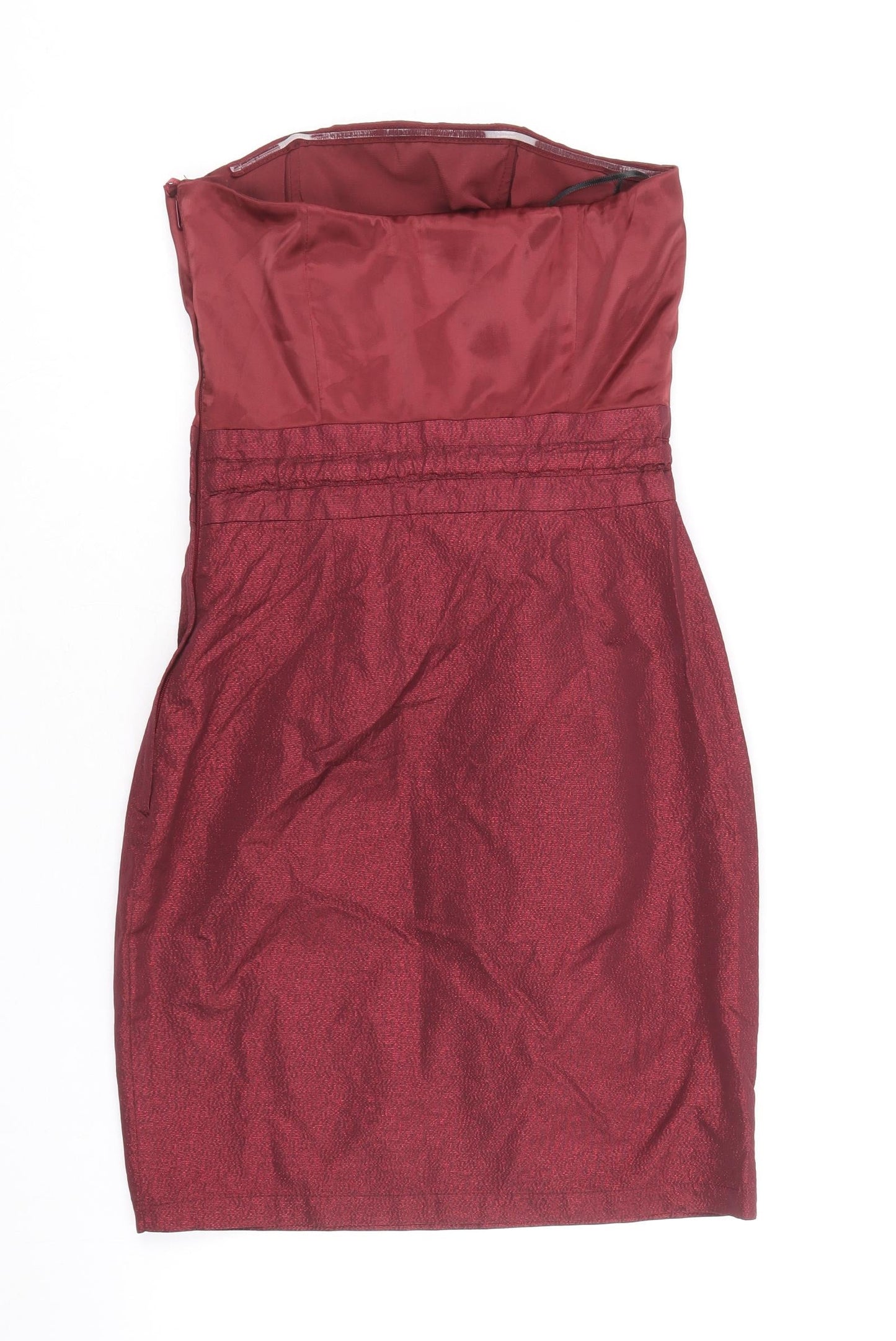 H&M Womens Red Polyester Mini Size 6 Off the Shoulder Zip