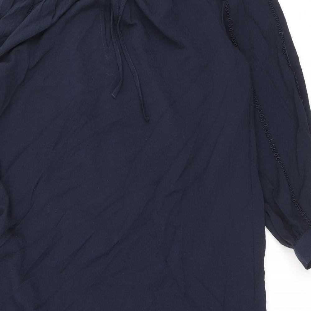 Marks and Spencer Womens Blue Viscose A-Line Size S Round Neck Tie