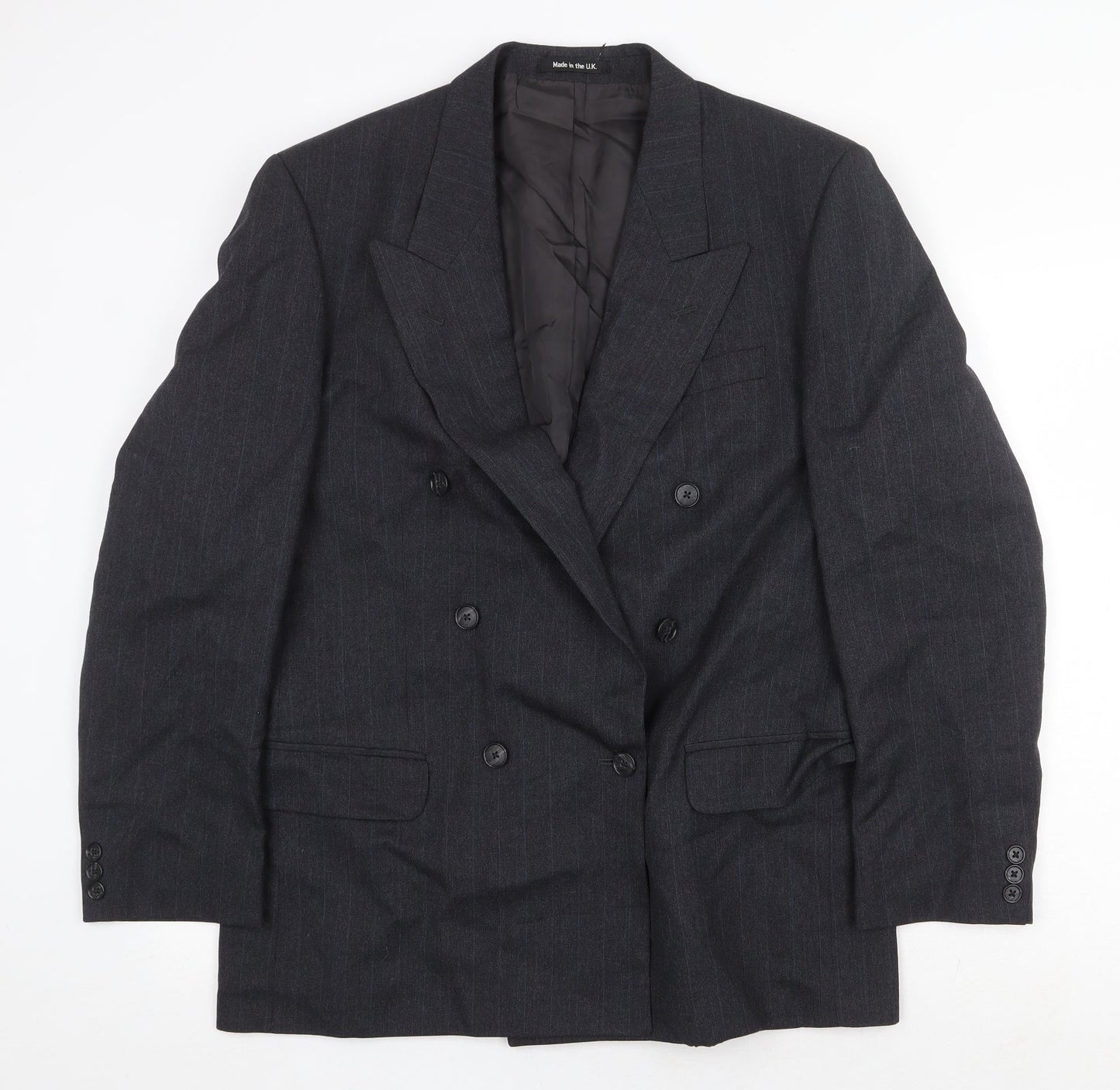 St Michael Mens Grey Striped Wool Jacket Suit Jacket Size 40 Regular