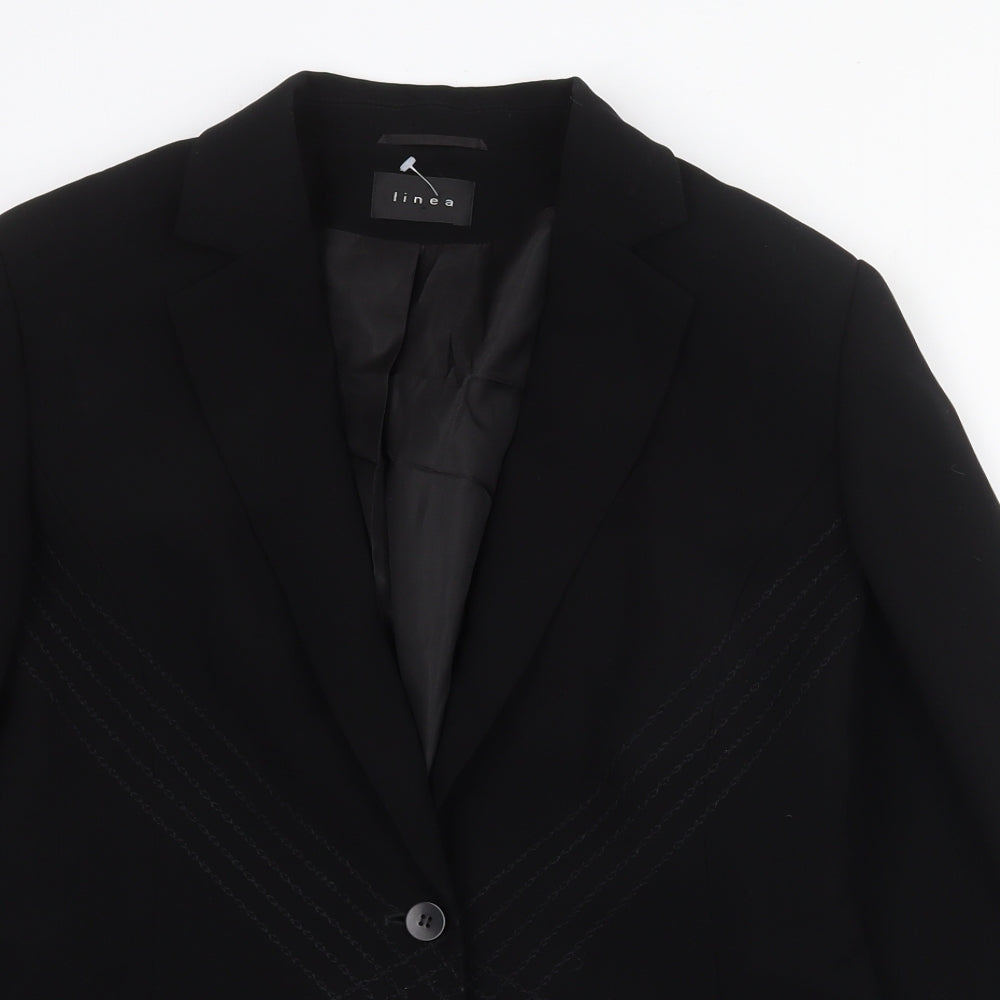 Linea Womens Black Jacket Blazer Size 12 Button
