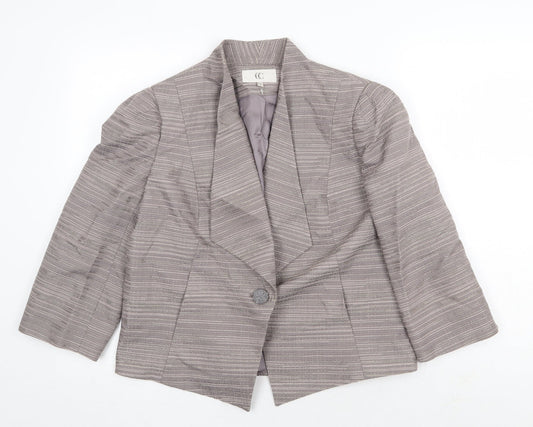 CC Womens Grey Striped Jacket Blazer Size 16 Button