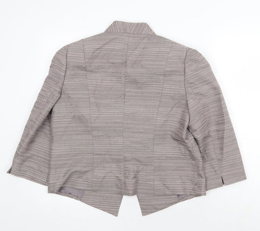 CC Womens Grey Striped Jacket Blazer Size 16 Button