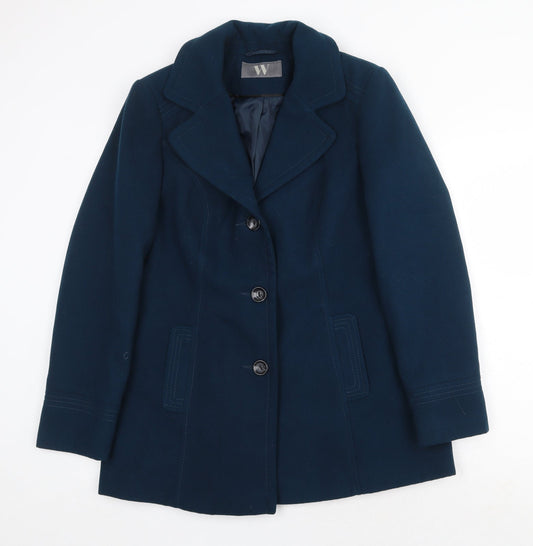 BHS Womens Green Pea Coat Coat Size 14 Button