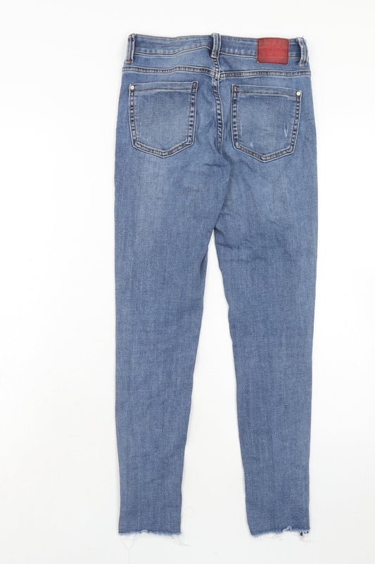 Zara Womens Blue Cotton Skinny Jeans Size 6 Regular Zip