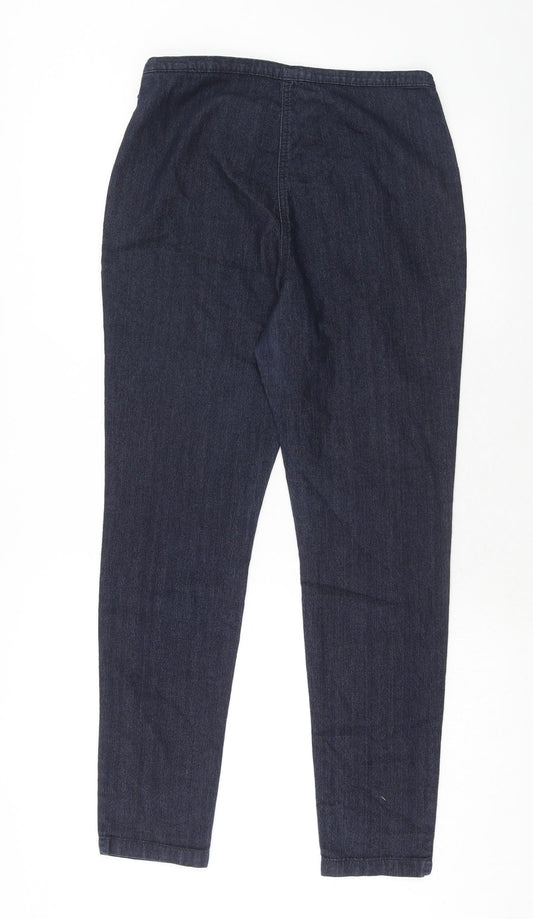 Marks and Spencer Womens Blue Cotton Skinny Jeans Size 12 Regular Zip