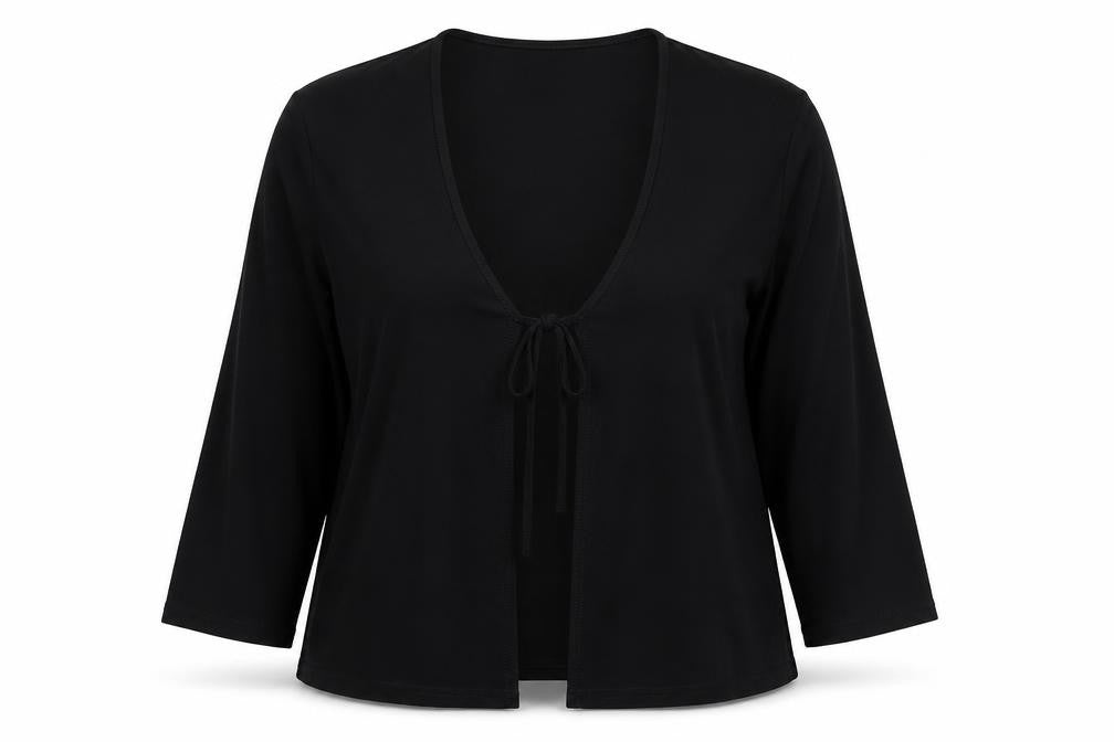 Essentials Collection Womens Black Scoop Neck Polyester Cardigan Jumper Size 16 - Tie Front