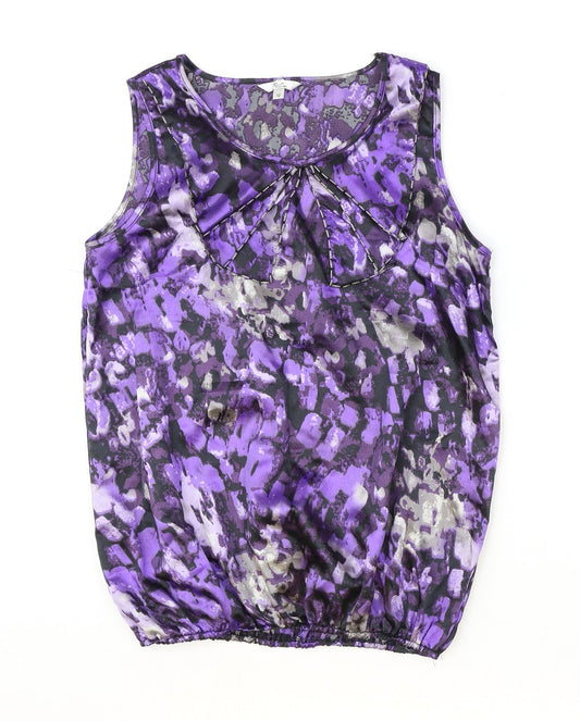 Klass Womens Purple Geometric Polyester Basic Tank Size 12 Scoop Neck - Elastic Hems