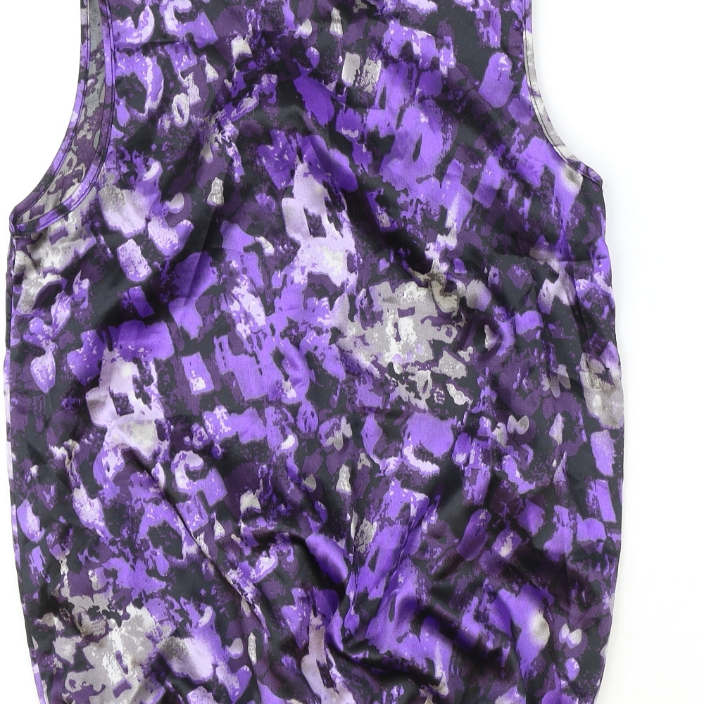 Klass Womens Purple Geometric Polyester Basic Tank Size 12 Scoop Neck - Elastic Hems