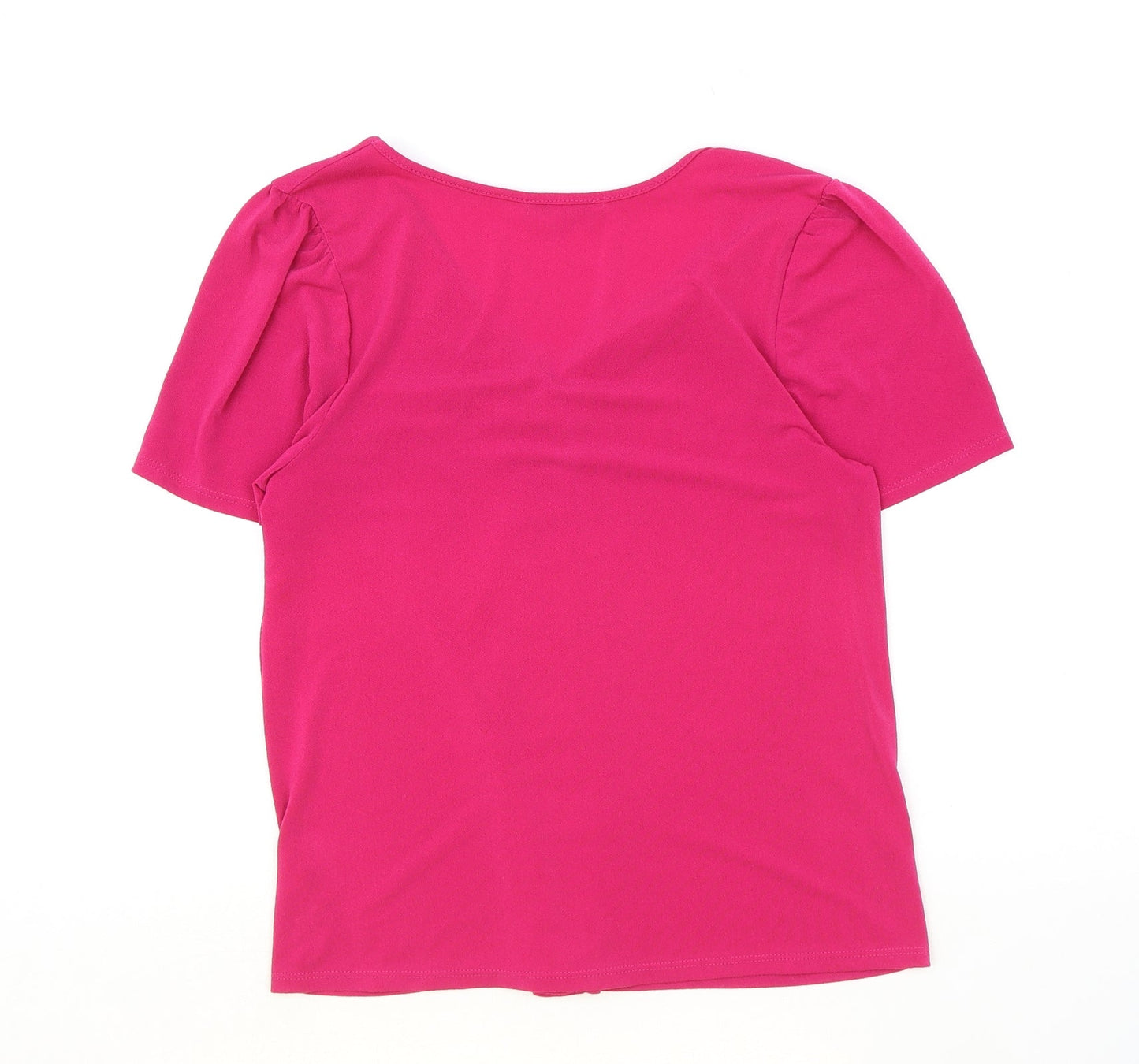 Green Envelope Womens Pink Polyester Basic Blouse Size S V-Neck