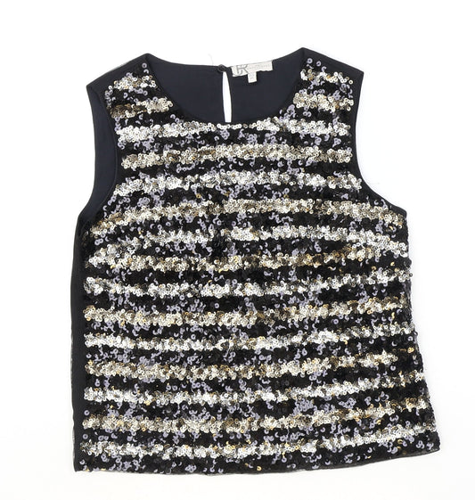 marylebon Girls Black Polyacrylate Fibre Basic Blouse Size 14-15 Years Boat Neck Button
