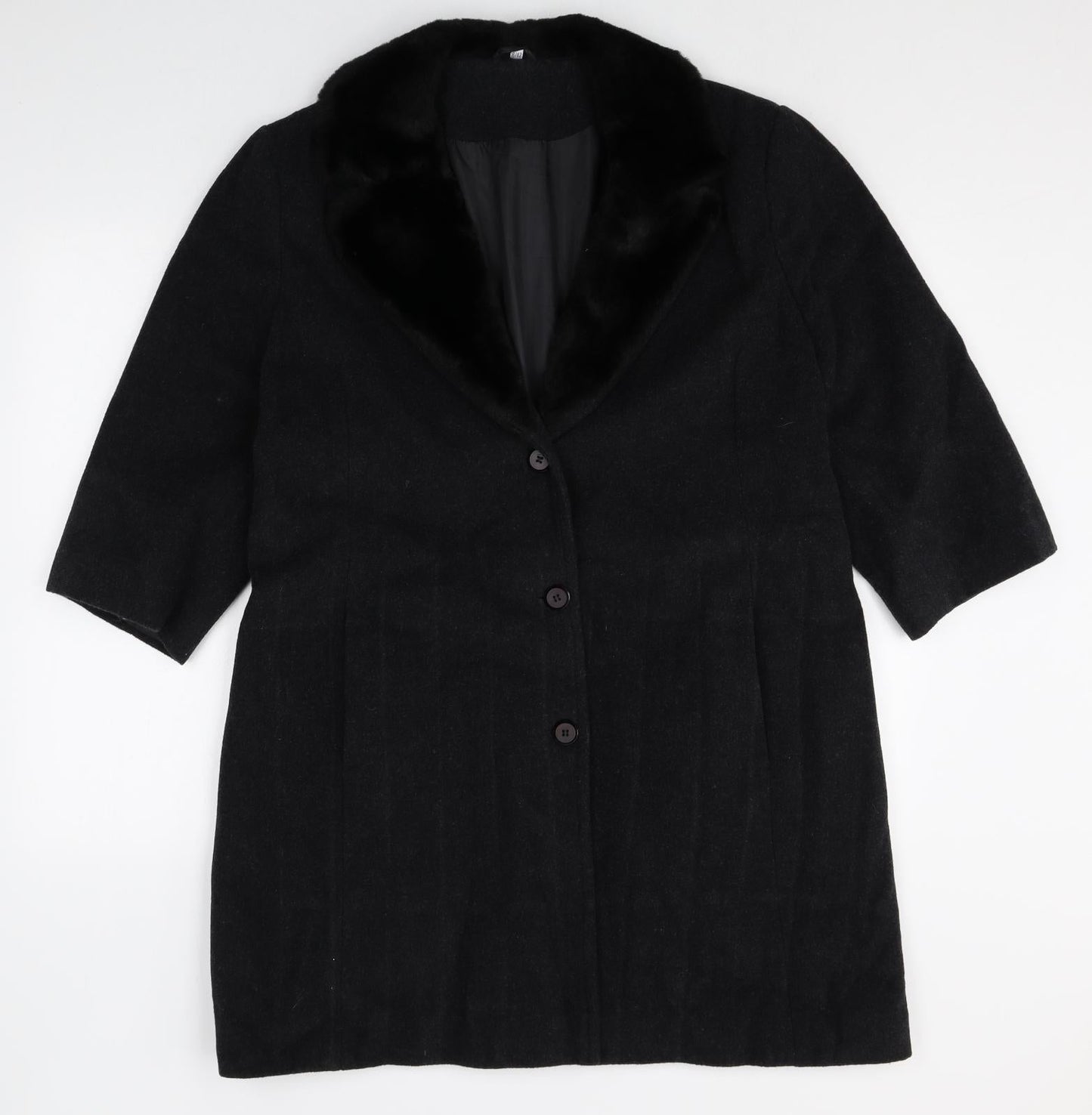 Preworn Womens Black Pea Coat Coat Size 16 Button