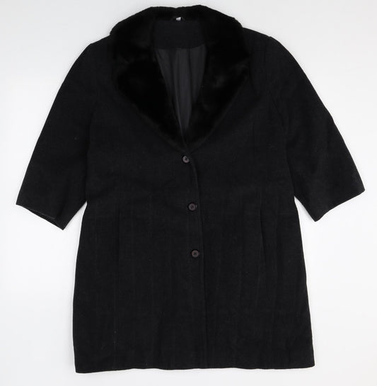 Preworn Womens Black Pea Coat Coat Size 16 Button