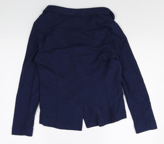 New Look Womens Blue Cotton Jacket Blazer Size 12 Button