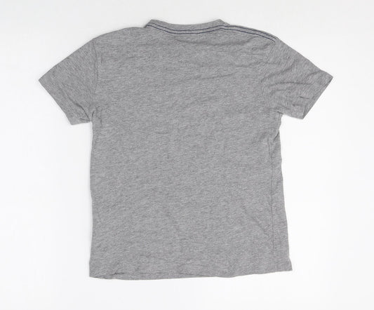 Vertbaudet Boys Grey Cotton Basic T-Shirt Size 10 Years Round Neck Pullover - Tiger