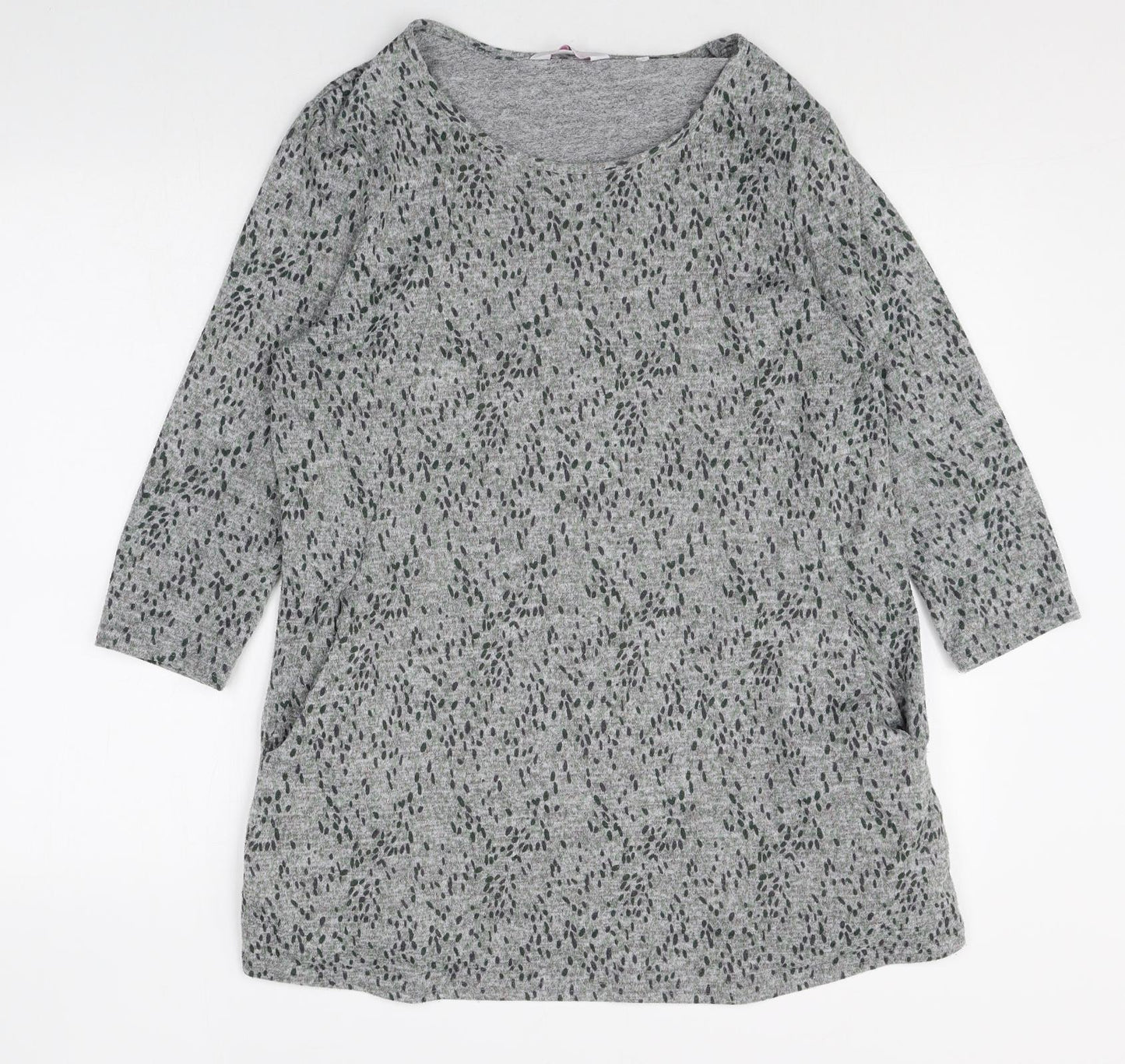 Julipa Womens Grey Geometric Polyester Jumper Dress Size 12 Scoop Neck Pullover