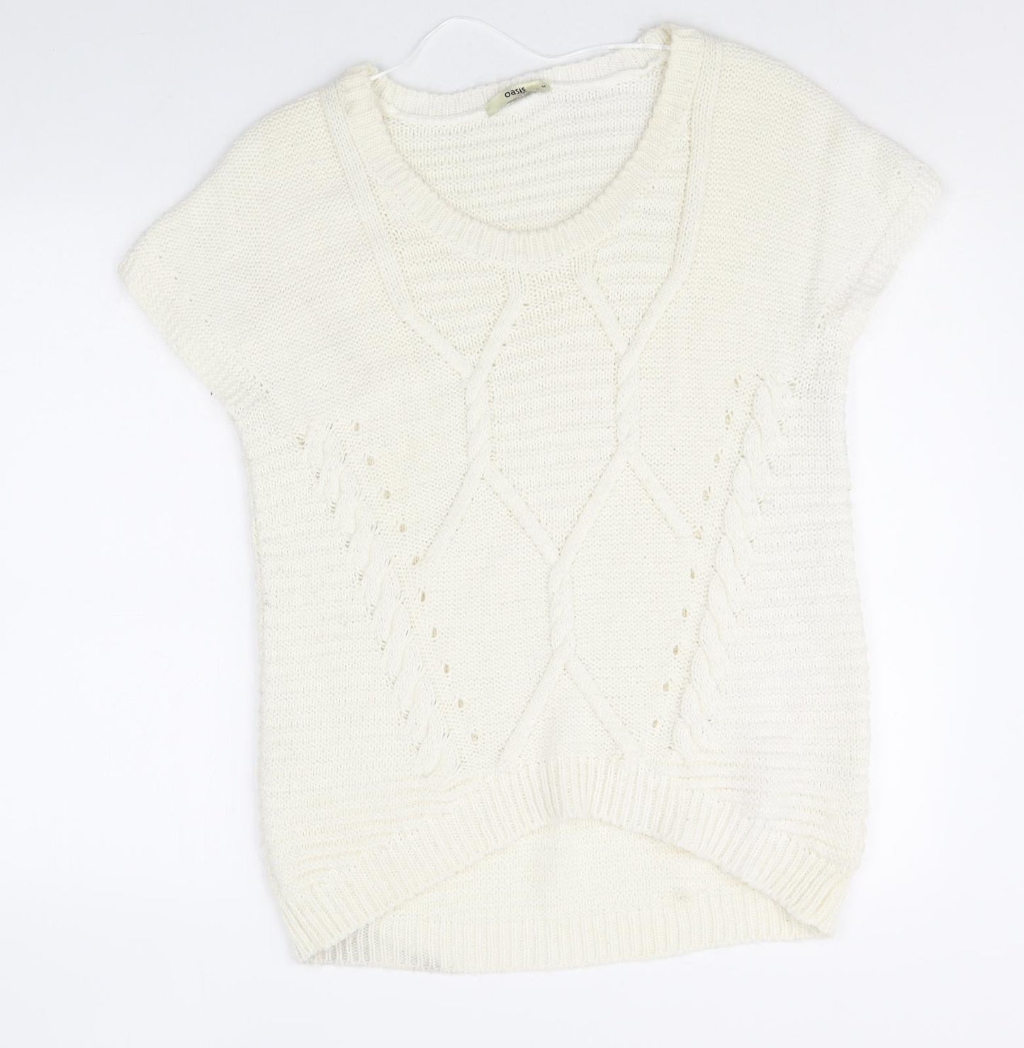 Oasis Womens White Boat Neck Acrylic Pullover Jumper Size M