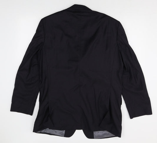 Marks and Spencer Mens Black Striped Wool Jacket Suit Jacket Size 42 Regular