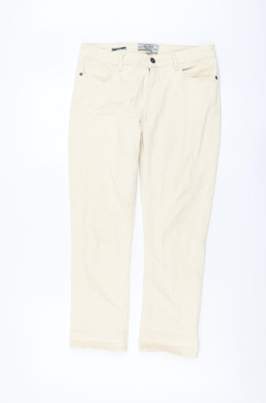 Fate Face Womens Beige Cotton Straight Jeans Size 10 L23 in Regular Button