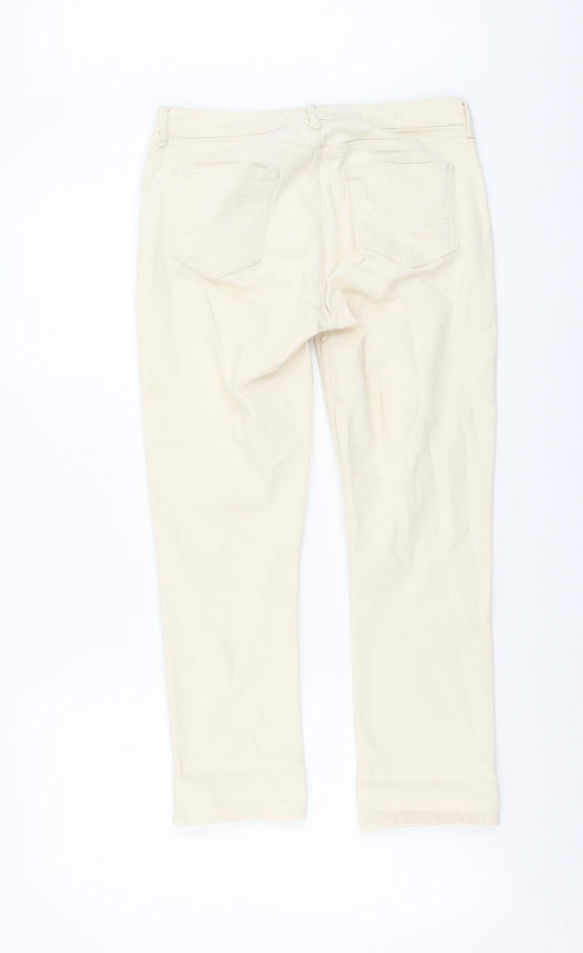 Fate Face Womens Beige Cotton Straight Jeans Size 10 L23 in Regular Button