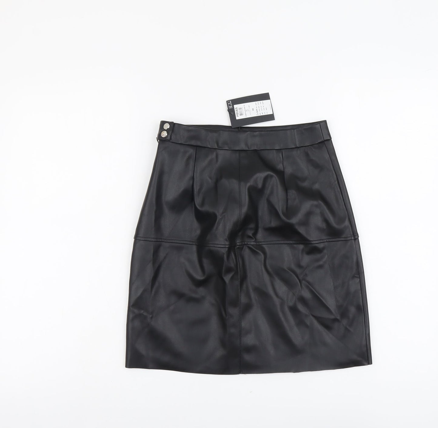 Pieces Womens Black Polyester A-Line Skirt Size XS Button