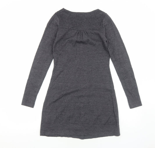 Karen Cole Womens Grey Acrylic Jumper Dress Size S Scoop Neck Pullover