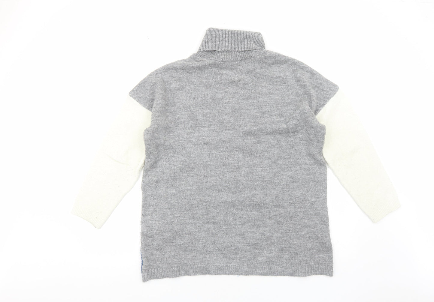 Peacocks Womens Grey Roll Neck Acrylic Pullover Jumper Size M - Colourblock