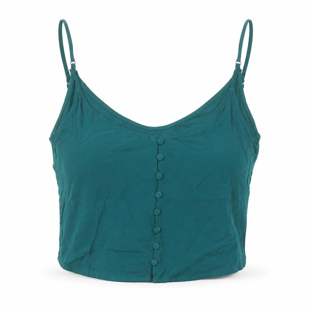Forever 21 Womens Green Viscose Camisole Tank Size M Scoop Neck - Cropped