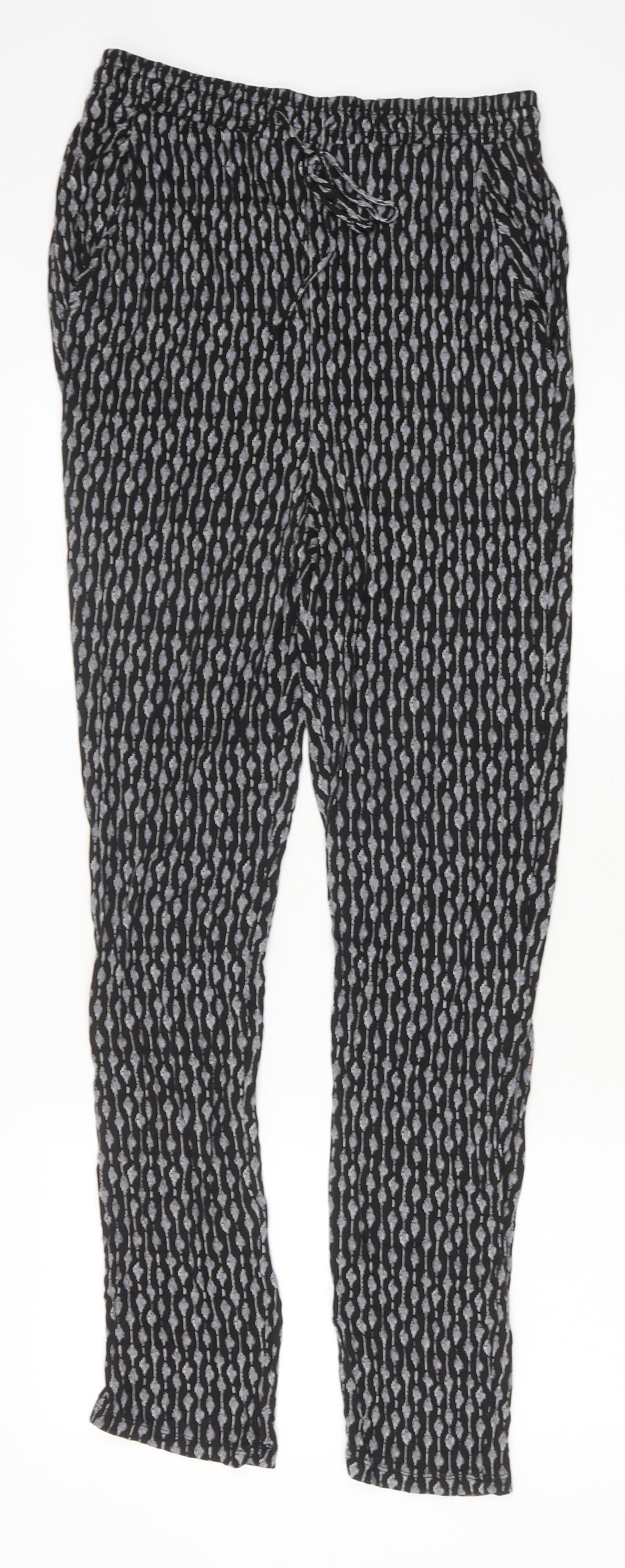 H&M Womens Black Geometric Viscose Jogger Leggings Size S
