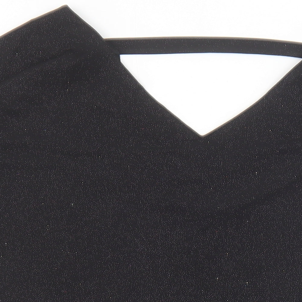 Dorothy Perkins Womens Black Polyester Basic Blouse Size 6 V-Neck - Batwing