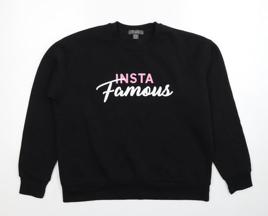 Primark Womens Black Polyester Pullover Sweatshirt Size 10 Pullover - Insta Famous Size 10-12