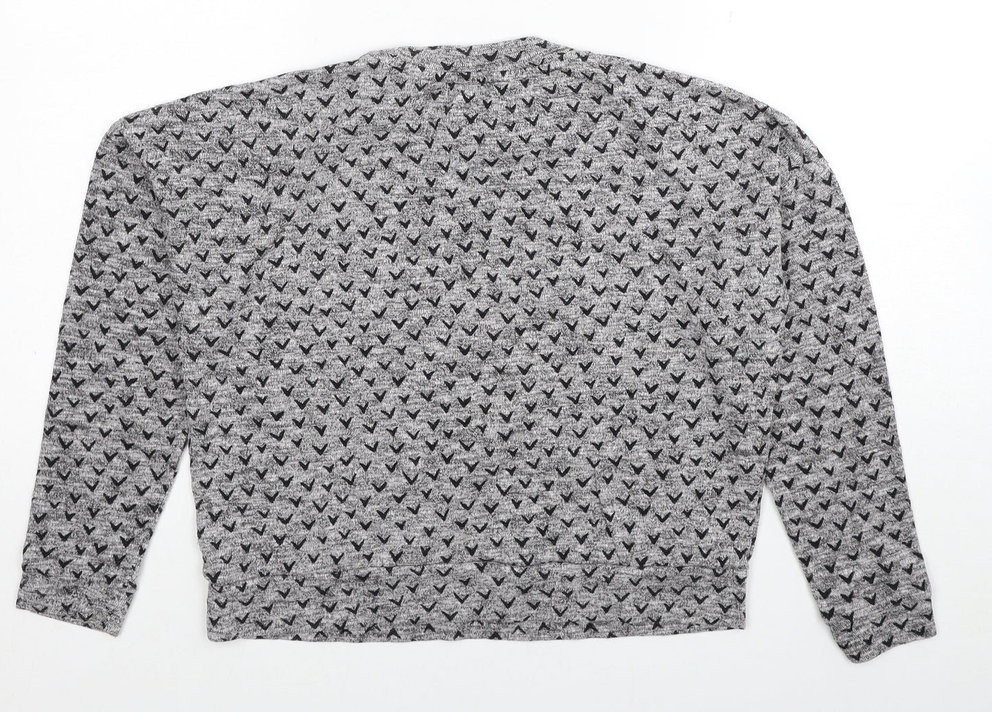 NEXT Womens Grey Round Neck Geometric Cotton Pullover Jumper Size 8
